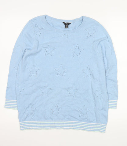 Womens UK Size 16 M&Co Blue Pullover Sweatshirt