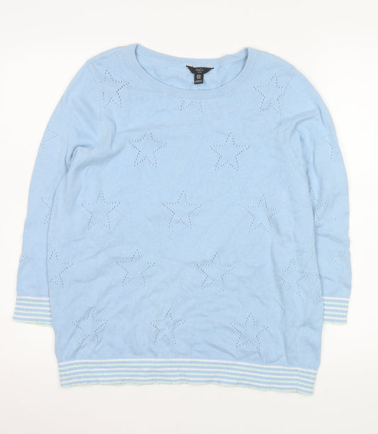 Womens UK Size 16 M&Co Blue Pullover Sweatshirt