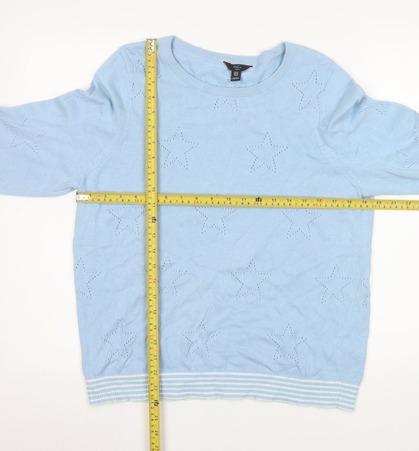 Womens UK Size 16 M&Co Blue Pullover Sweatshirt