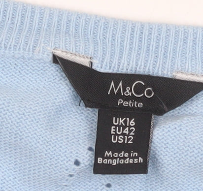 Womens UK Size 16 M&Co Blue Pullover Sweatshirt