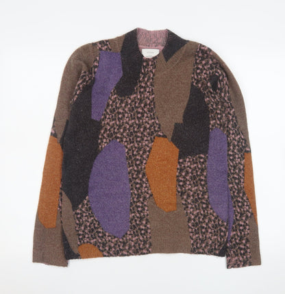 Nümph Womens Multicoloured XS Geometric Wool Blend Pullover Jumper