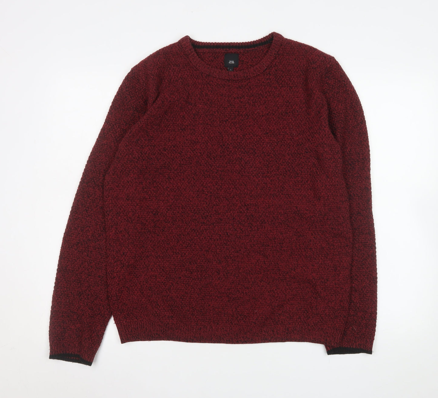 Mens UK Size L River Island Red Pullover Jumper