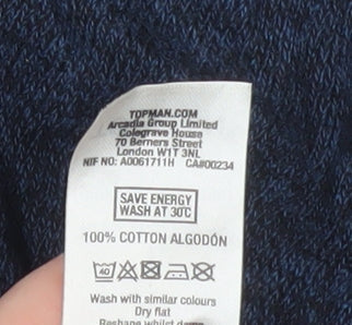 Mens UK Size L Topman Blue Pullover Jumper