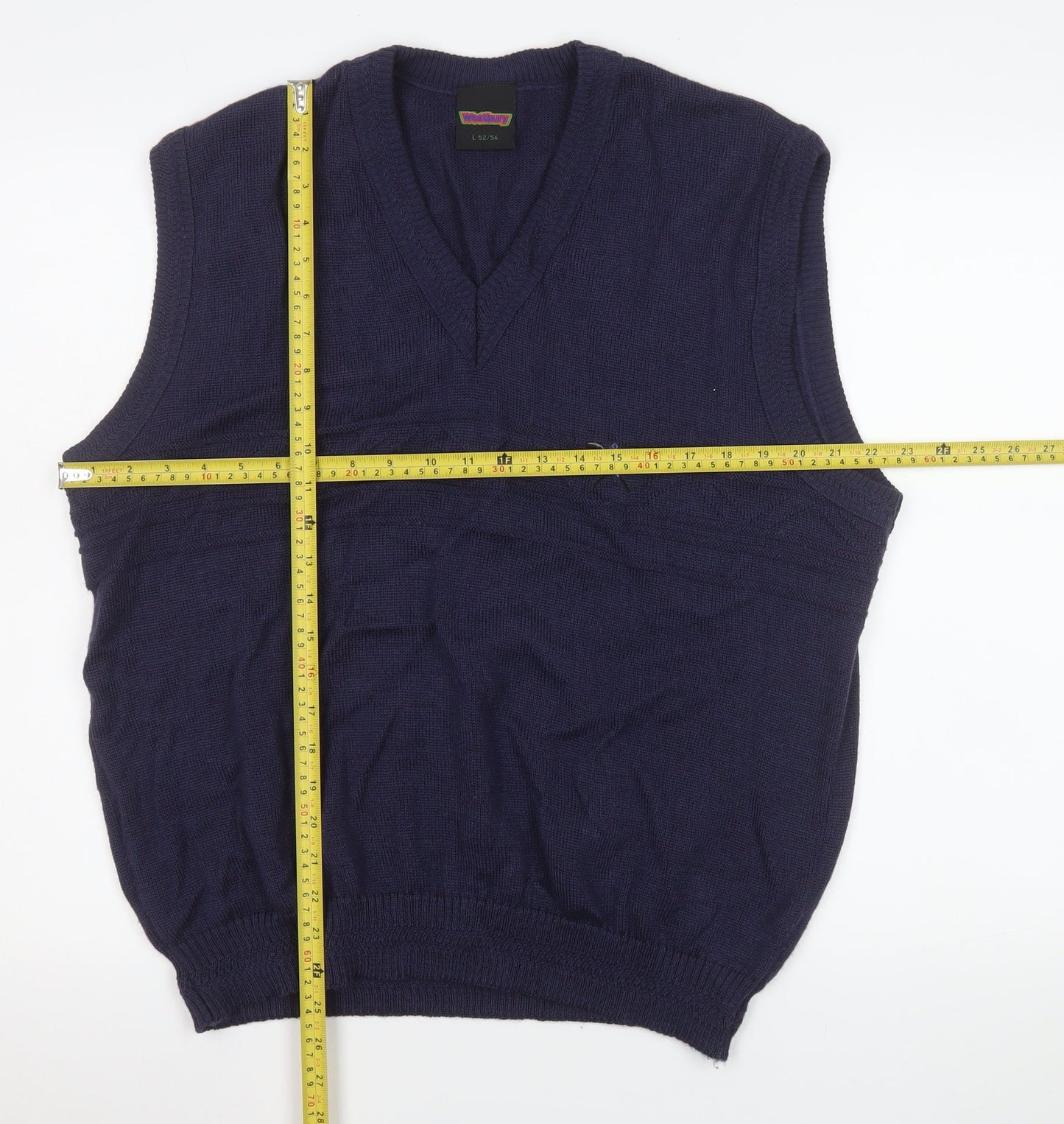Mens UK Size L Westbury Blue Vest Jumper