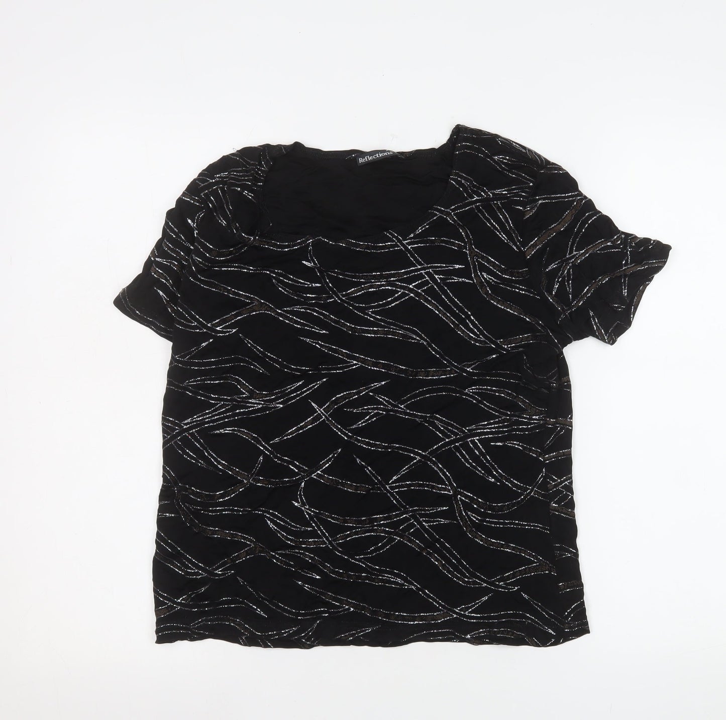 Womens UK Size L Reflections Black Basic T-Shirt