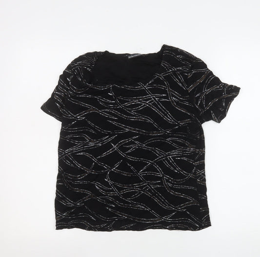 Womens UK Size L Reflections Black Basic T-Shirt