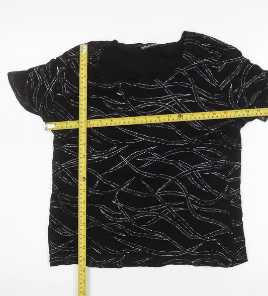 Womens UK Size L Reflections Black Basic T-Shirt