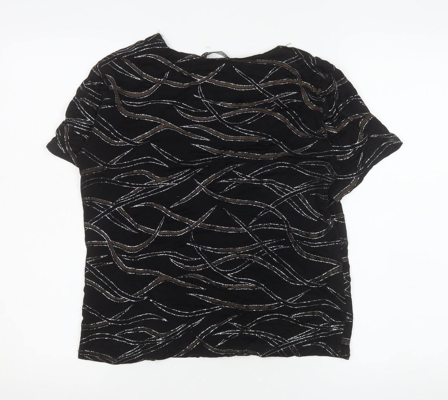 Womens UK Size L Reflections Black Basic T-Shirt
