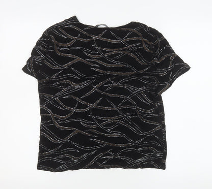 Womens UK Size L Reflections Black Basic T-Shirt