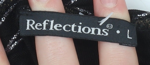 Womens UK Size L Reflections Black Basic T-Shirt