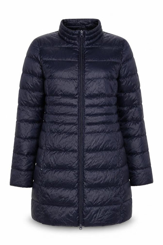 Paraphrase Womens Blue Long Puffer Coat Size 14 Nylon Down Jacket