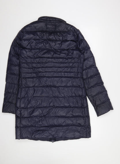 Paraphrase Womens Blue Long Puffer Coat Size 14 Nylon Down Jacket
