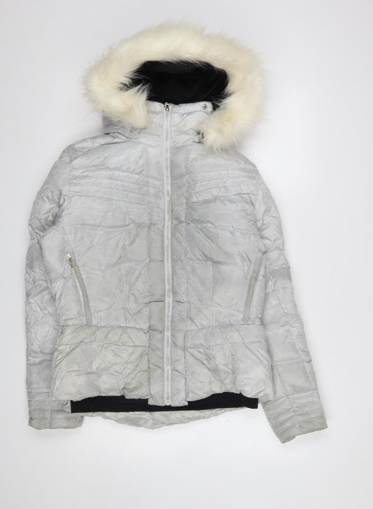 Womens UK Size 14 Duvillard Silver Puffer Jacket