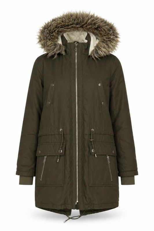 Womens UK Size 10 Peacocks Green Parka Coat