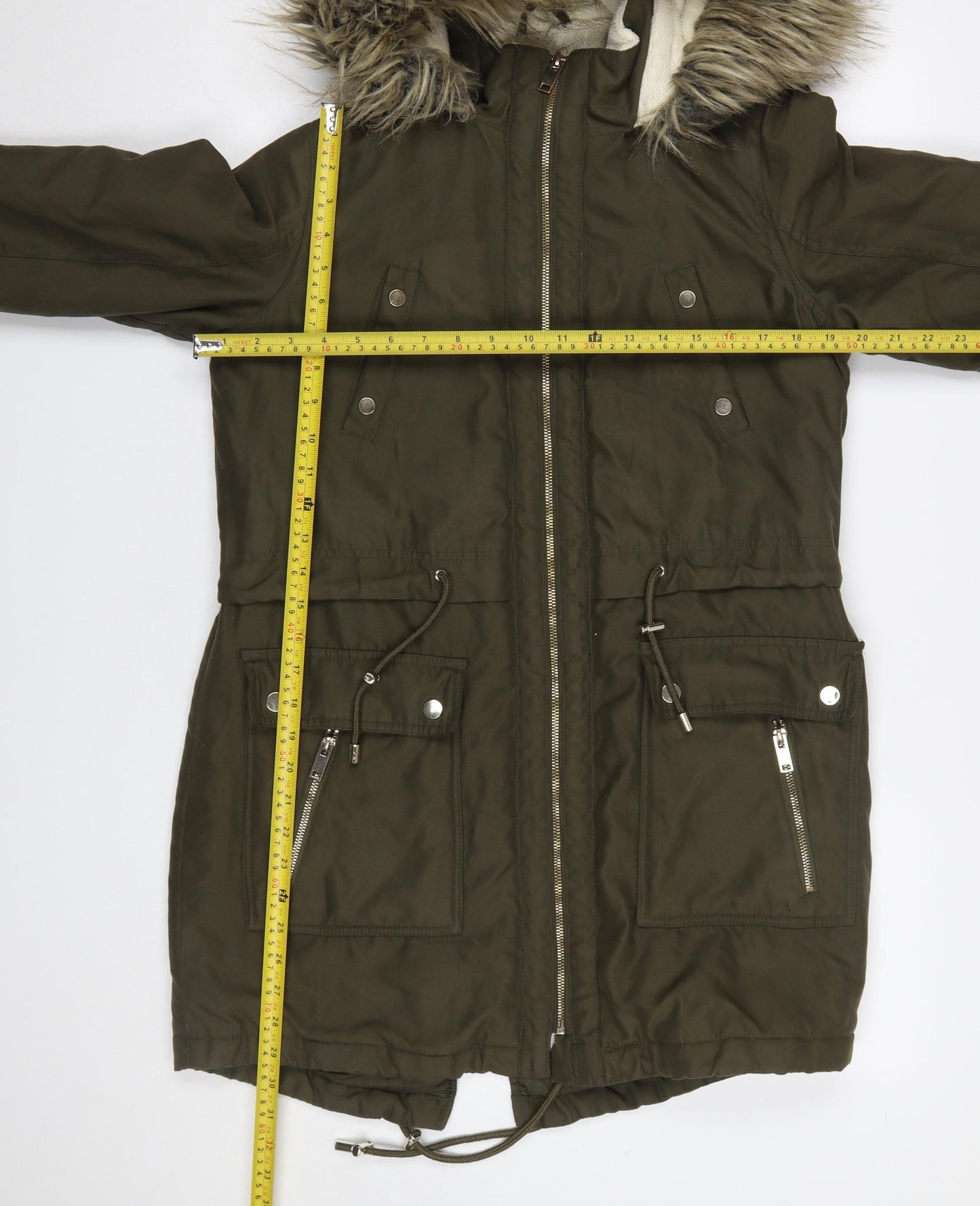 Womens UK Size 10 Peacocks Green Parka Coat