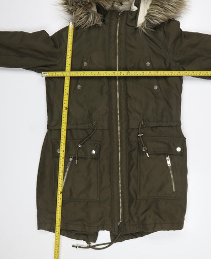 Womens UK Size 10 Peacocks Green Parka Coat
