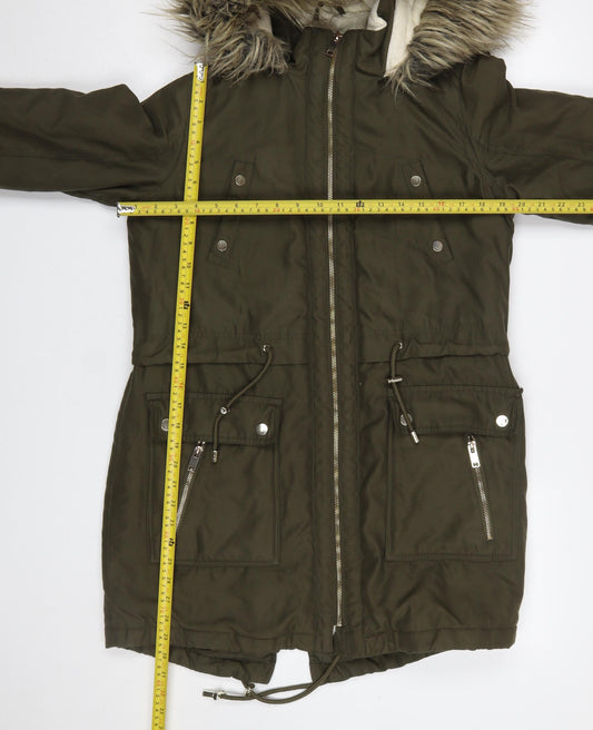 Womens UK Size 10 Peacocks Green Parka Coat