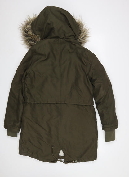 Womens UK Size 10 Peacocks Green Parka Coat