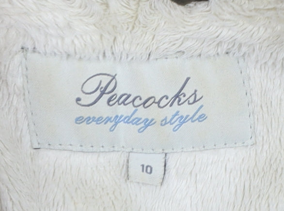Womens UK Size 10 Peacocks Green Parka Coat