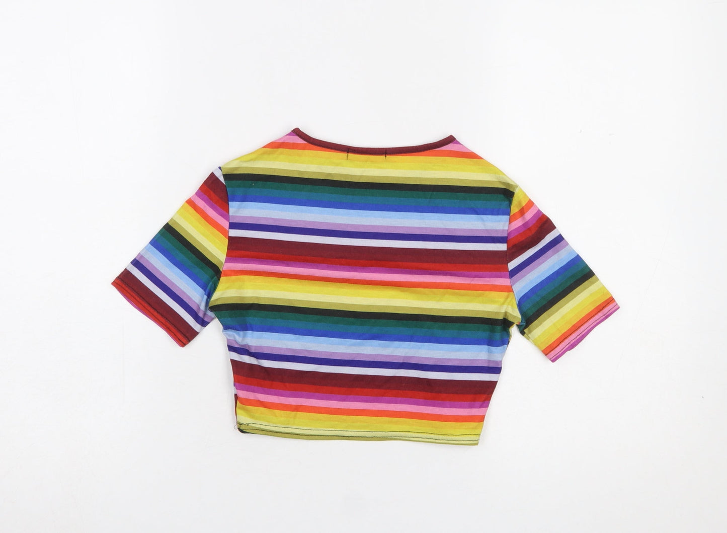 Womens UK Size 4 PRETTYLITTLETHING Multicoloured Cropped T-Shirt