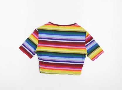 Womens UK Size 4 PRETTYLITTLETHING Multicoloured Cropped T-Shirt