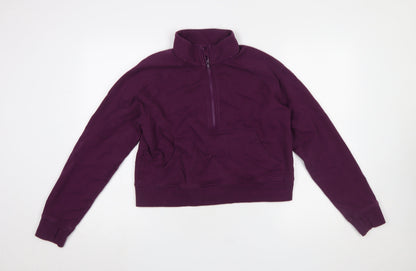 Womens UK Size S Gym+Coffee Purple Pullover Sweatshirt