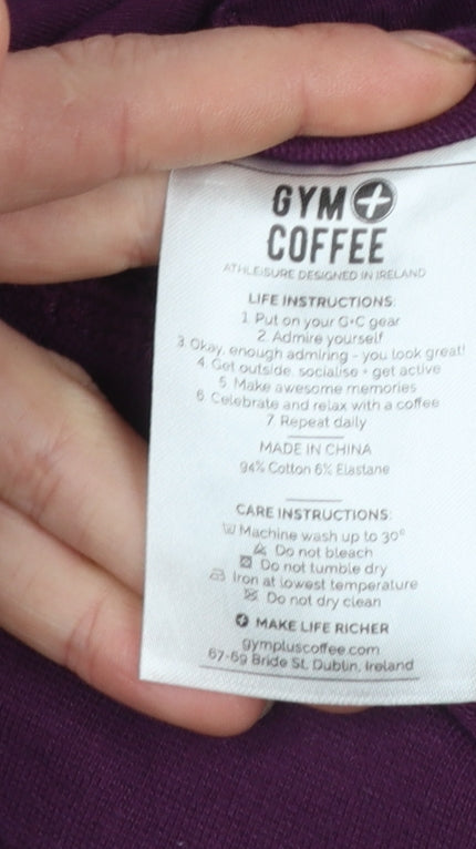 Womens UK Size S Gym+Coffee Purple Pullover Sweatshirt