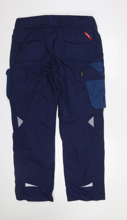 Engel Men's Blue Cargo Work Trousers Size 39.5 Regular Polyester Cotton