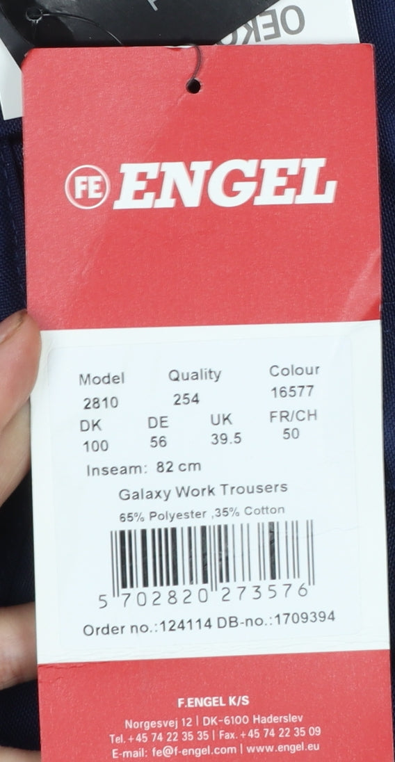 Engel Men's Blue Cargo Work Trousers Size 39.5 Regular Polyester Cotton