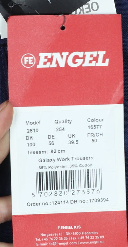 Engel Men's Blue Cargo Work Trousers Size 39.5 Regular Polyester Cotton