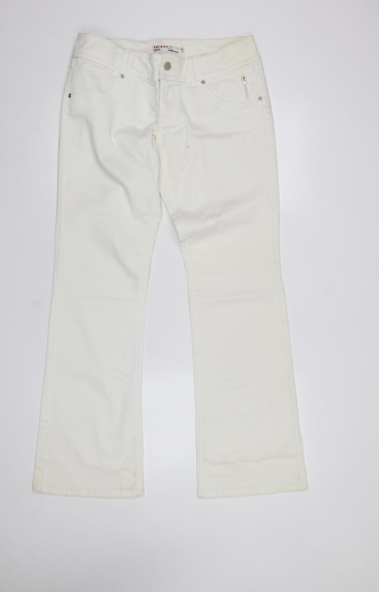 Womens UK Size 32 ICHI Regular Fit Straight White Jeans