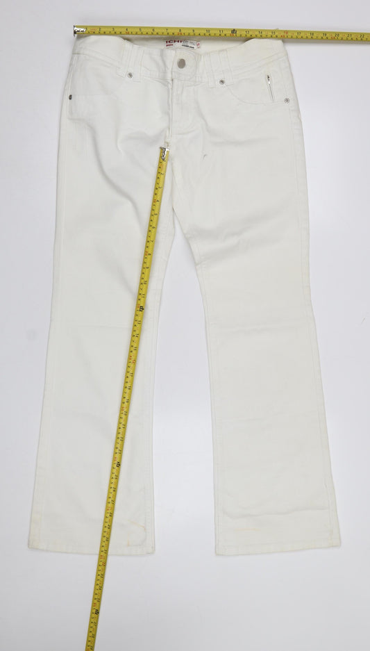 Womens UK Size 32 ICHI Regular Fit Straight White Jeans