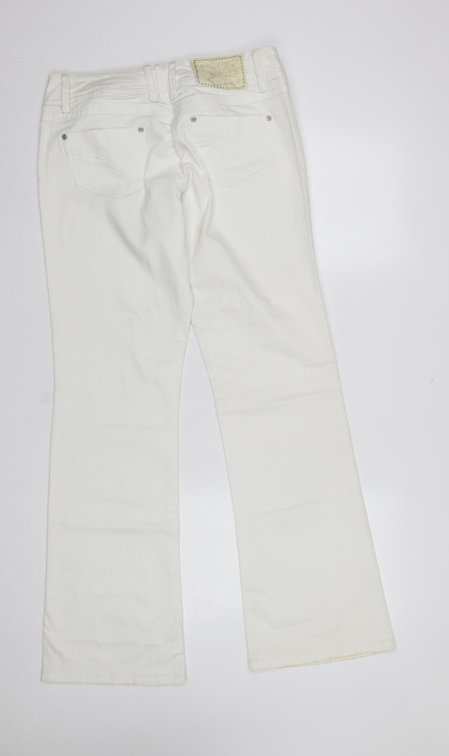 Womens UK Size 32 ICHI Regular Fit Straight White Jeans