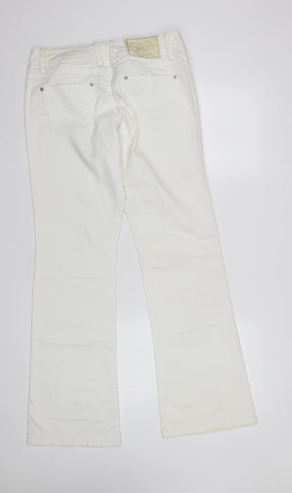 Womens UK Size 32 ICHI Regular Fit Straight White Jeans