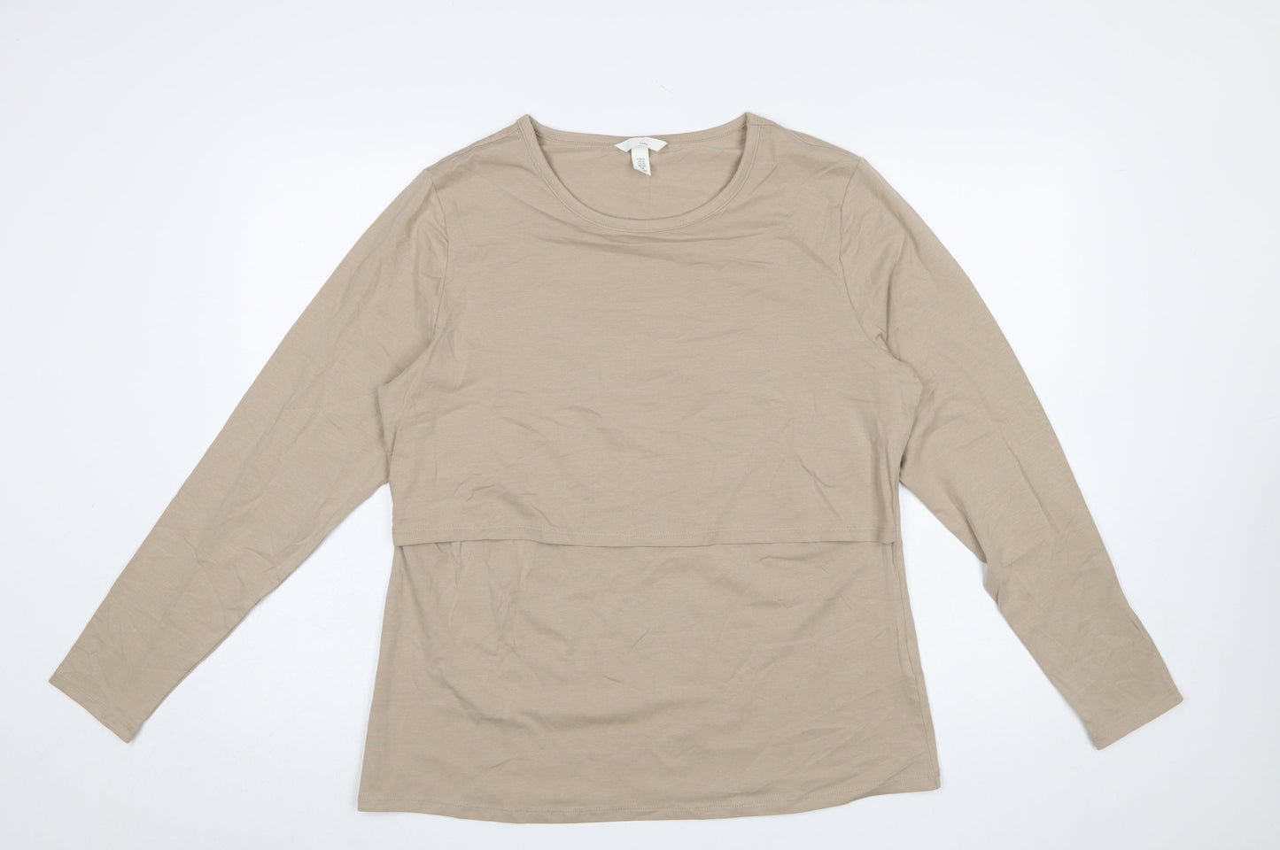 Womens UK Size 16 H&M Beige Basic T-Shirt