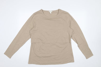 Womens UK Size 16 H&M Beige Basic T-Shirt