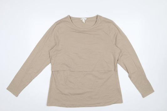 Womens UK Size 16 H&M Beige Basic T-Shirt