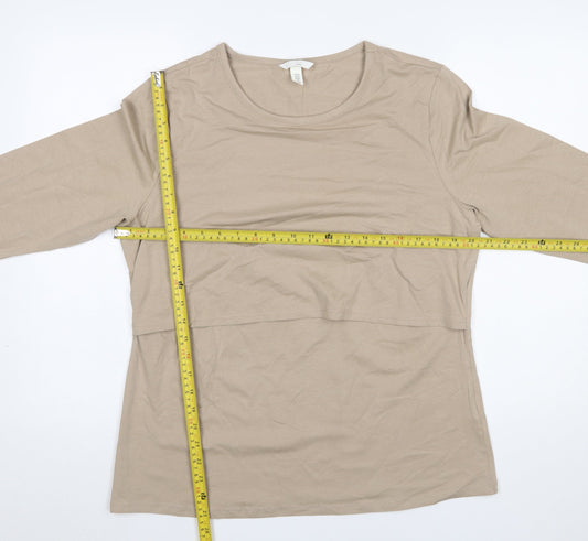 Womens UK Size 16 H&M Beige Basic T-Shirt