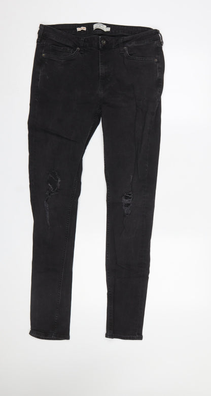 Mens UK Size 32R Topman Slim Fit Skinny Black Jeans