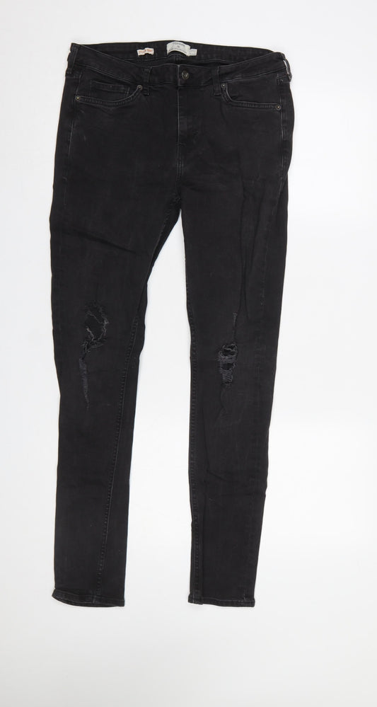 Mens UK Size 32R Topman Slim Fit Skinny Black Jeans