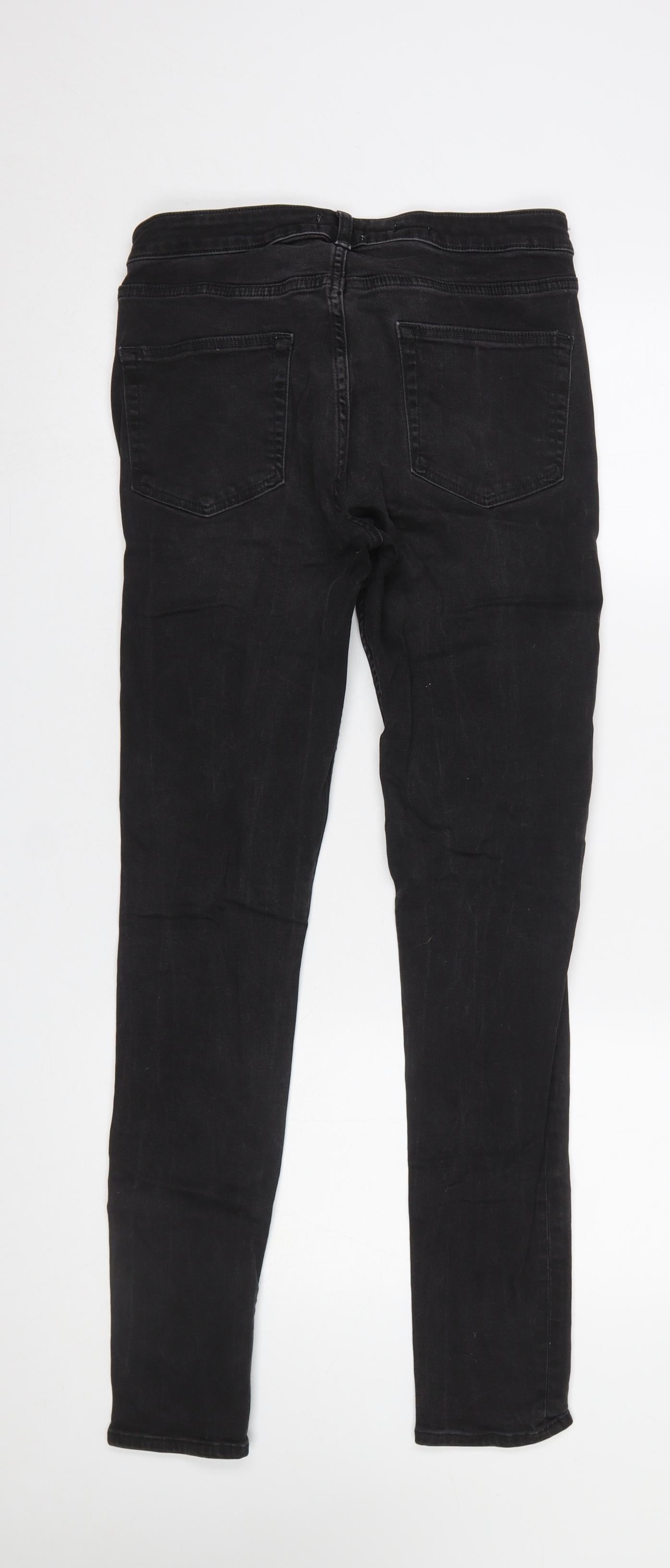 Mens UK Size 32R Topman Slim Fit Skinny Black Jeans