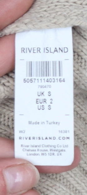 Womens UK Size S River Island Beige Cardigan Jumper