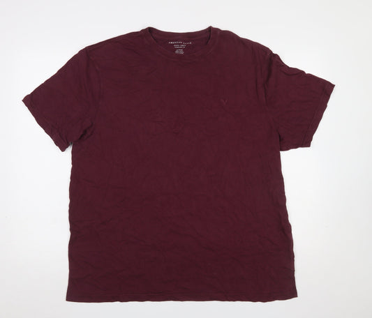 American Eagle Men's Burgundy XL Crew Neck Cotton T-Shirt