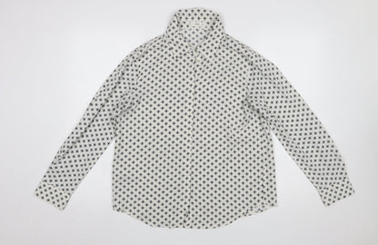 MNG Women’s White Geometric Button-Up Long Sleeve Shirt Size 12