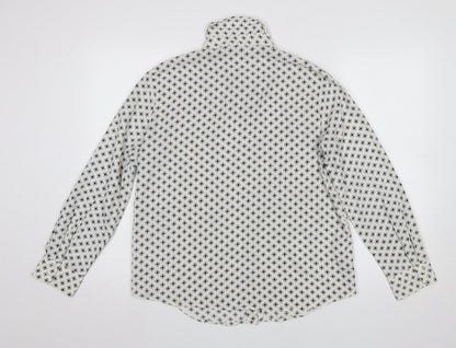 MNG Women’s White Geometric Button-Up Long Sleeve Shirt Size 12