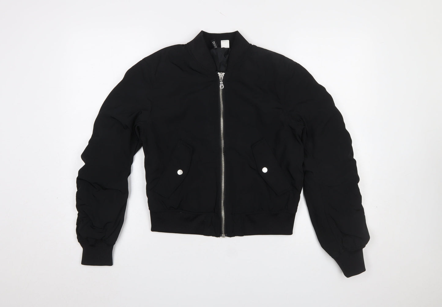 Womens UK Size 6 H&M Black Bomber Jacket