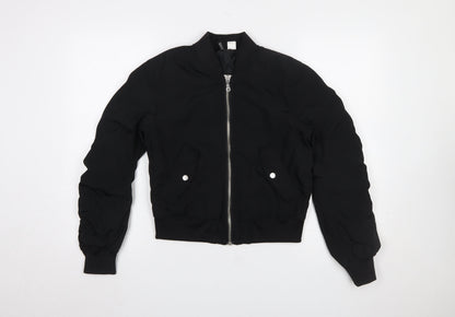 Womens UK Size 6 H&M Black Bomber Jacket
