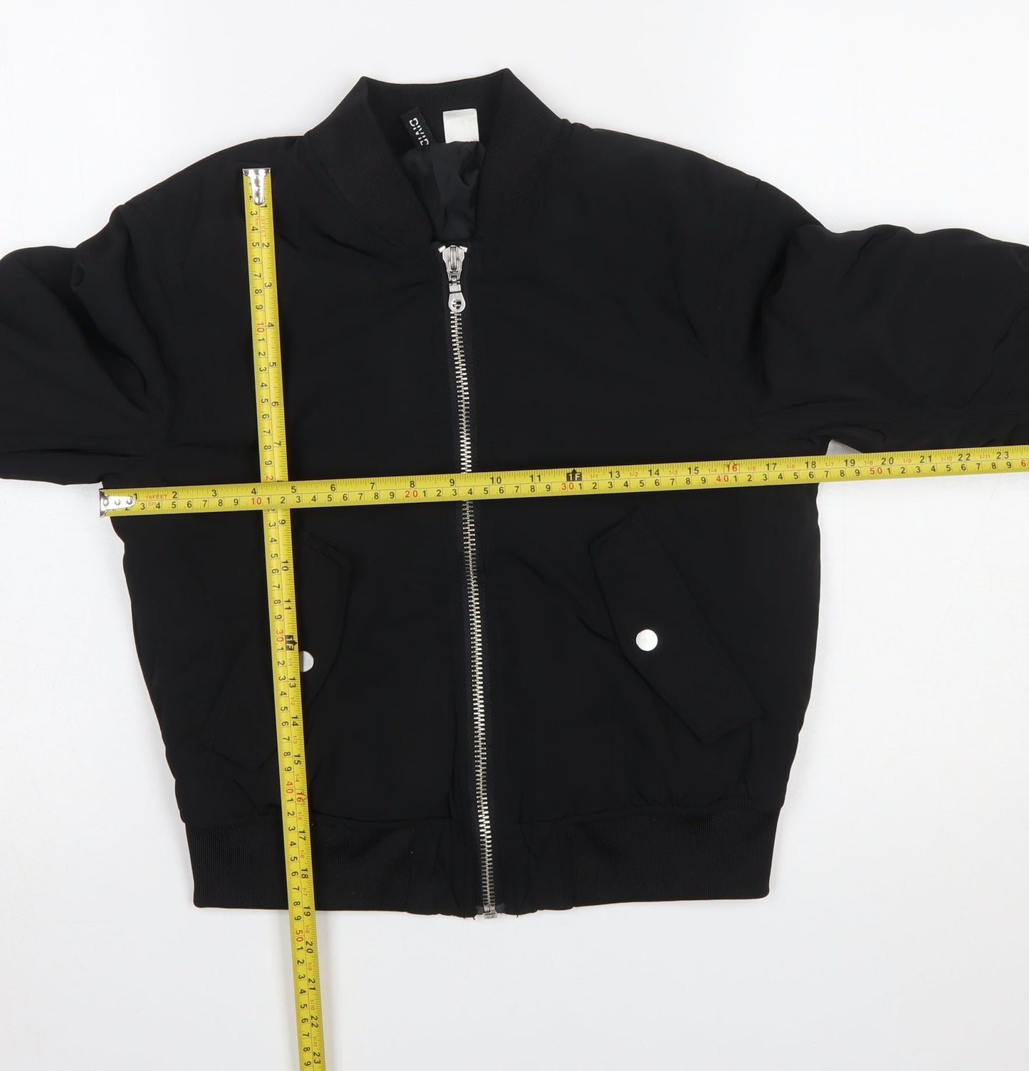 Womens UK Size 6 H&M Black Bomber Jacket