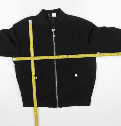 Womens UK Size 6 H&M Black Bomber Jacket