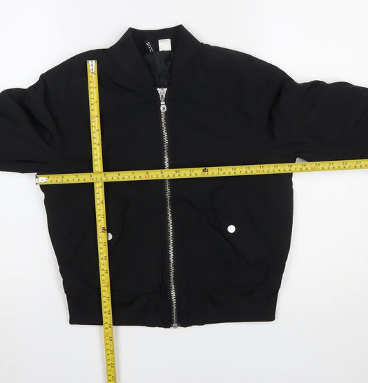 Womens UK Size 6 H&M Black Bomber Jacket